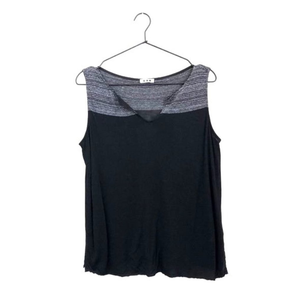 Three Dots Striped Split Neck Tank | Extra Small